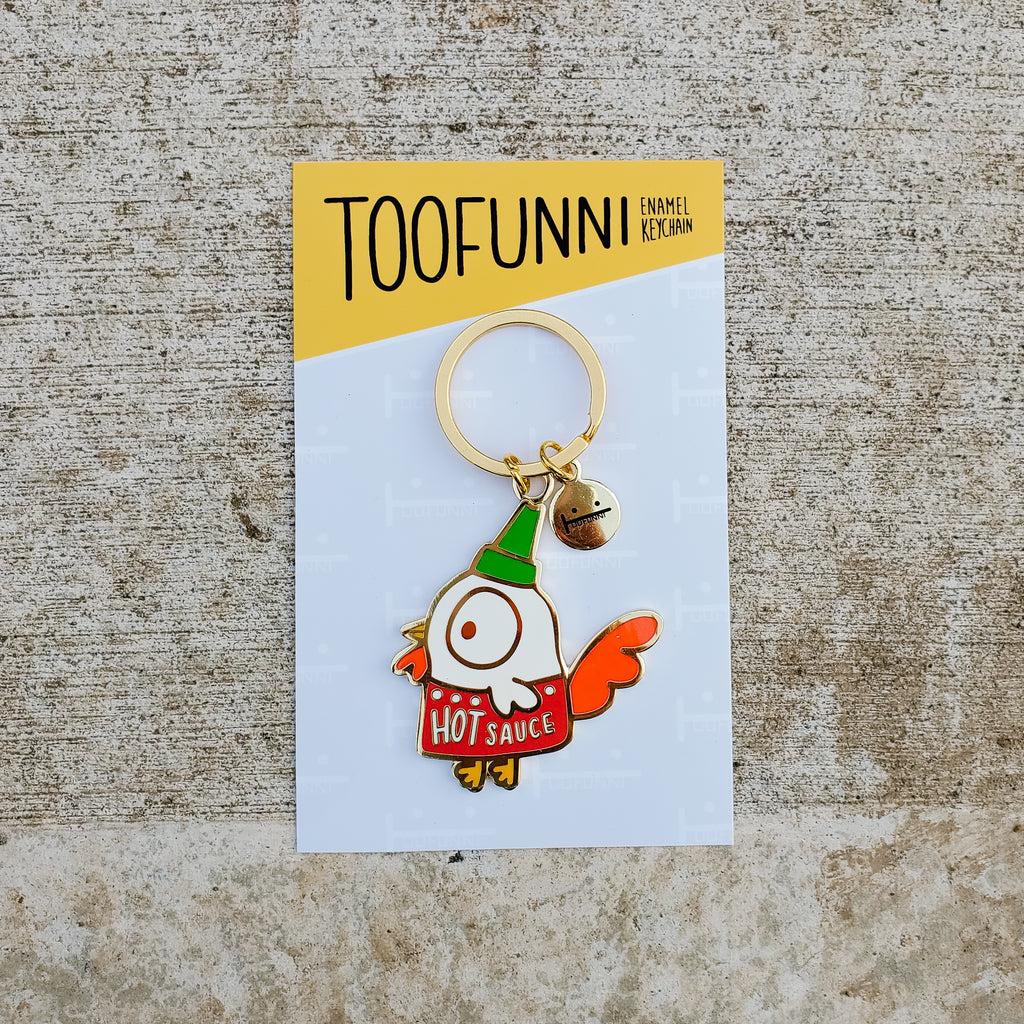ROOSTER HOT SAUCE - Enamel Keychain