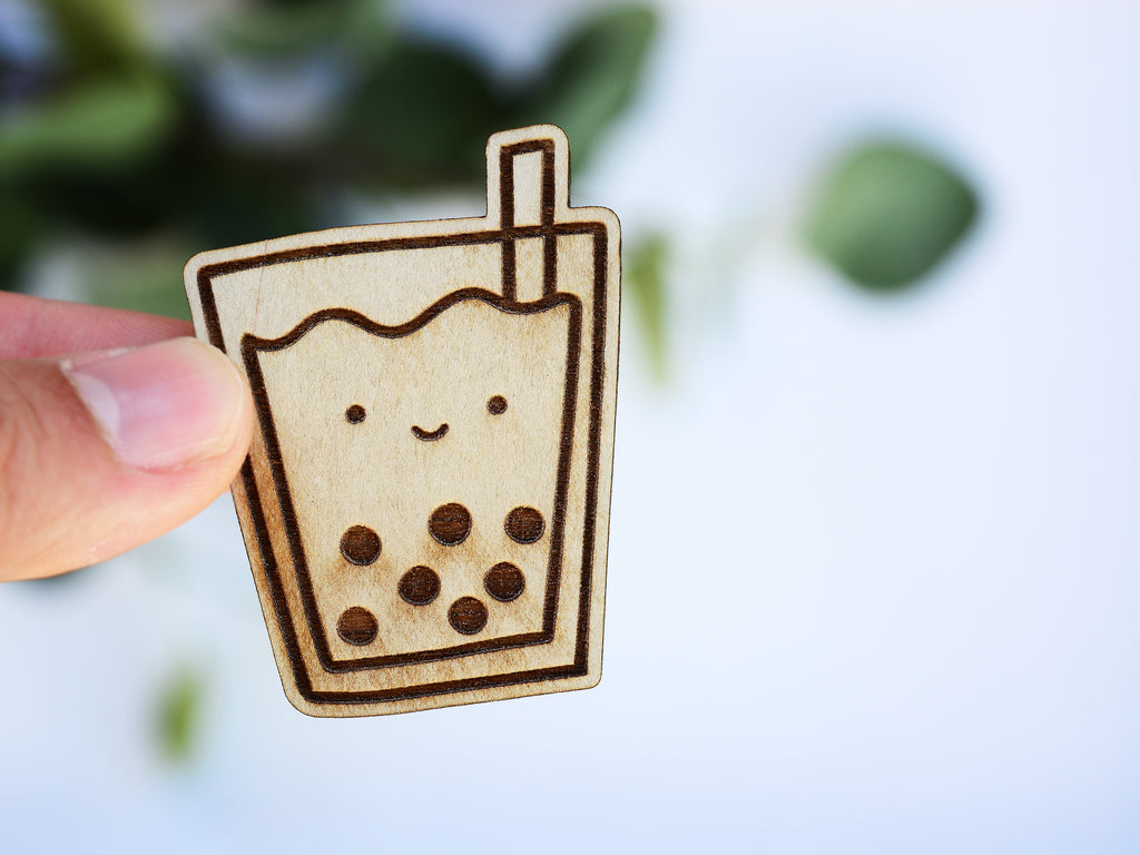 BUBBLE TEA - Wood Keychain or Magnet